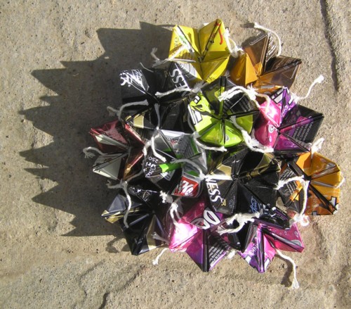 Angela Read Artist "Can Cluster" faced folded aluminium drinks cans
