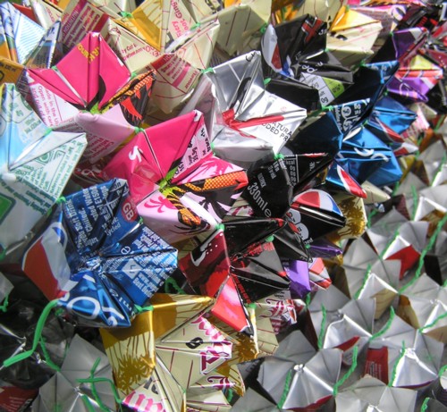 Angela Read Artist "Can Grid", folded faceted drinks cans